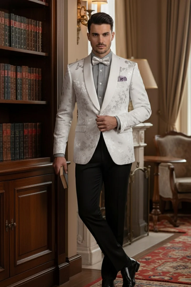 "Fusion" White Tuxedo Jacket (Separates) - Image 5
