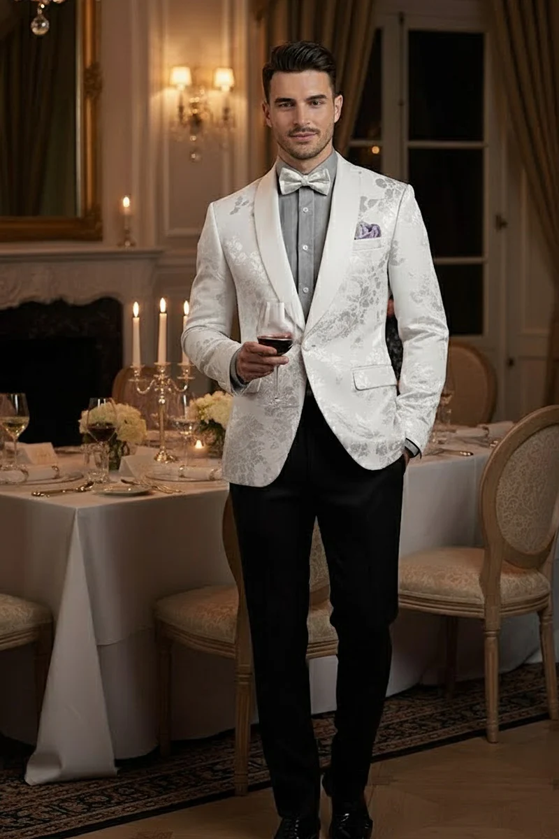 "Fusion" White Tuxedo Jacket (Separates) - Image 6