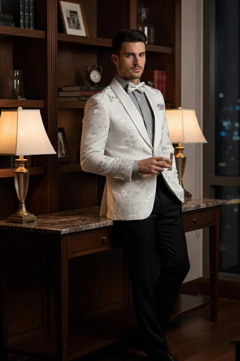 "Fusion" White Tuxedo Jacket (Separates) - Image 7