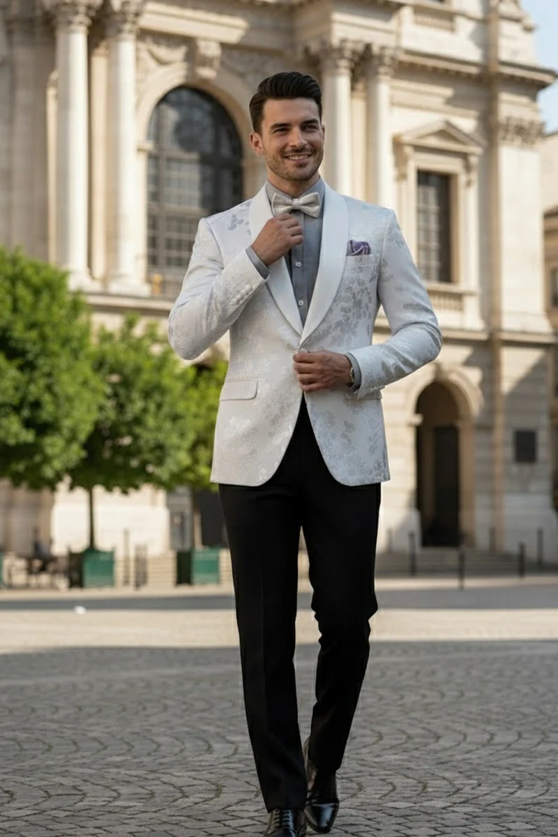 "Fusion" White Tuxedo Jacket (Separates) - Image 8