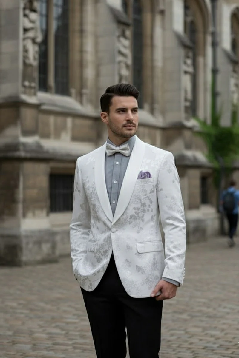"Fusion" White Tuxedo Jacket (Separates) - Image 9