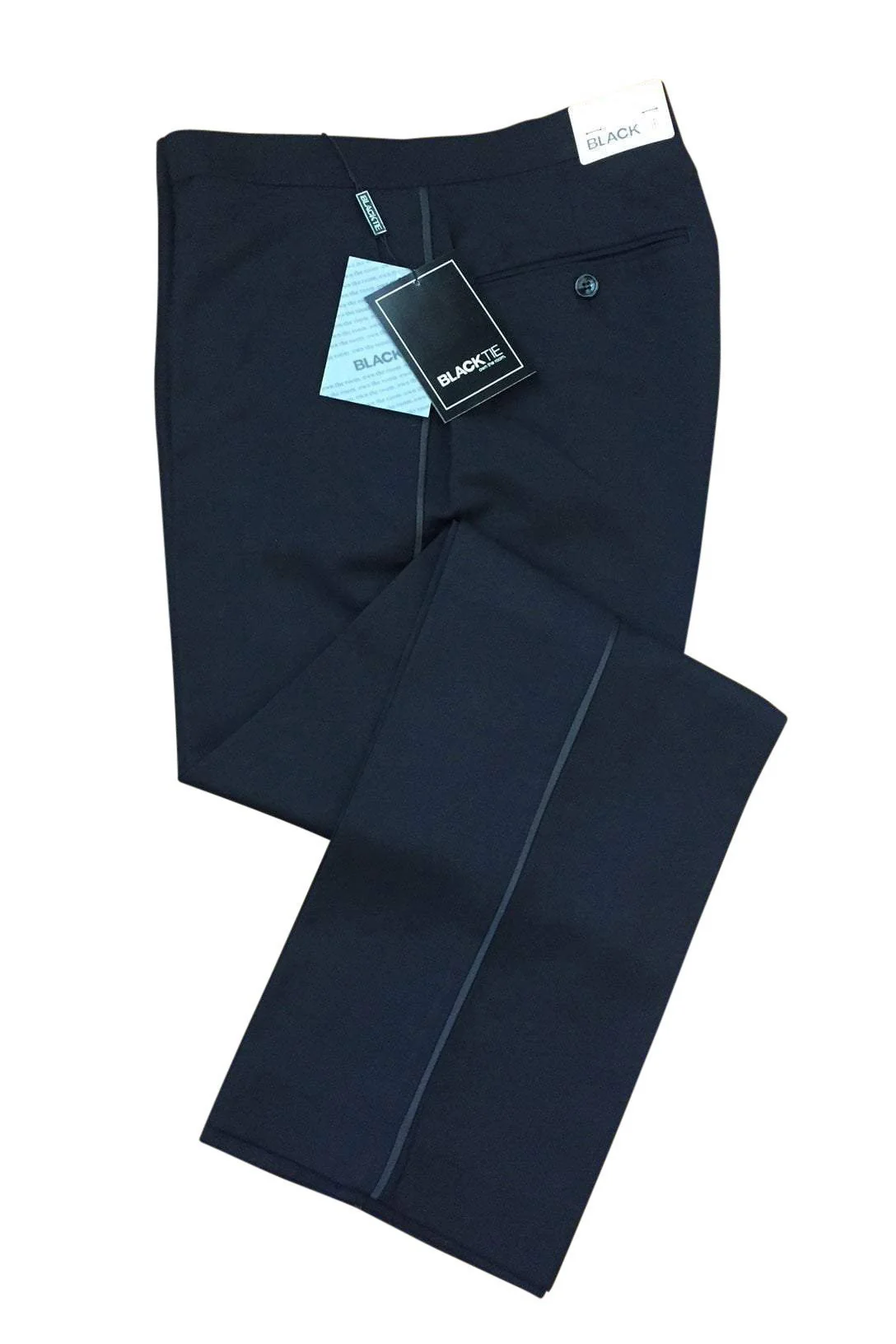 "Washington" Black Stretch Blend Tuxedo Pants - Image 3